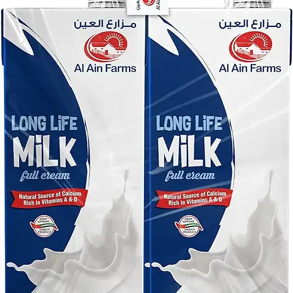 حليب كامل الدسم يو اتش تي من العين فارمز، 1 لتر × 4